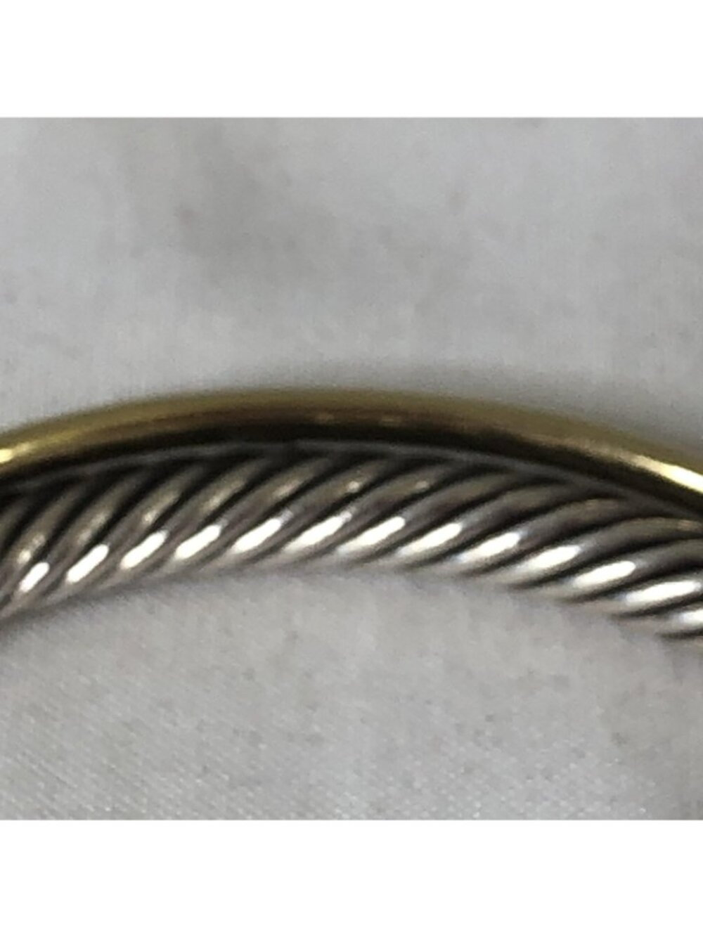 David Yurman Sterling Silver 925 Cuff Bracelet Two Tone Cable Jewelry Modern - Picture 14 of 16